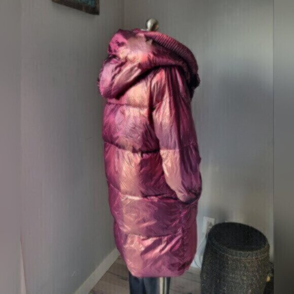 Raspberry Pearl Faux Down Puffer Coat by Badgley & Mischka Small - Picture 13 of 15